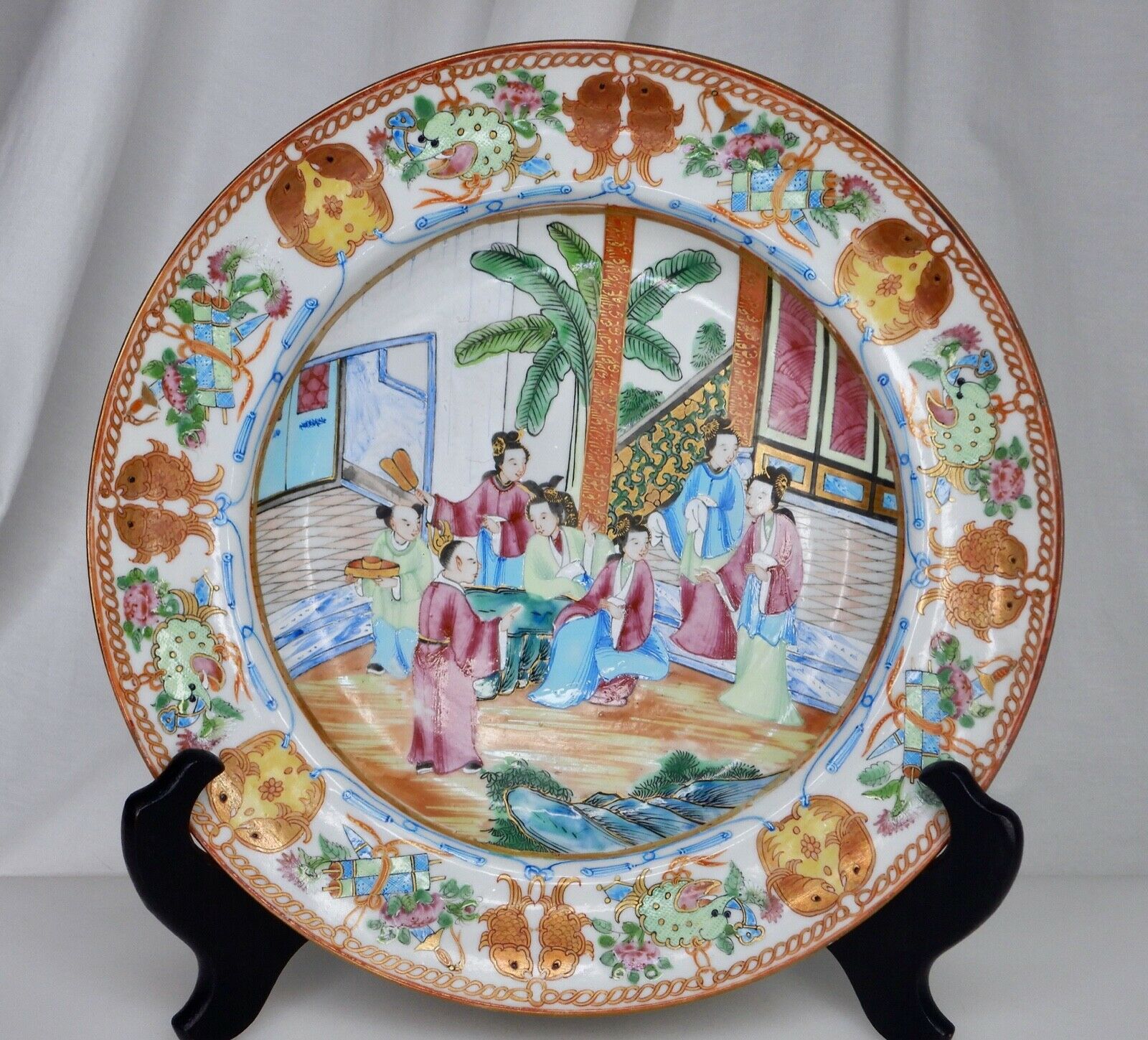 Chinese Export Porcelain Famille Rose 10" Plate / Bowl Fish Design - 84153
