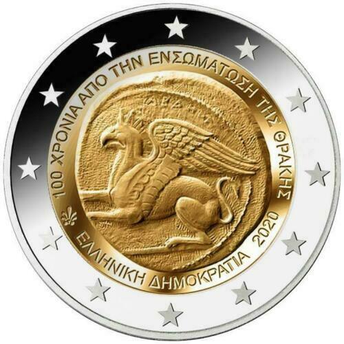 Greece 2 Euro 2020 - 100th Anniversary Of Union With Thrace - Bu From Mint Roll
