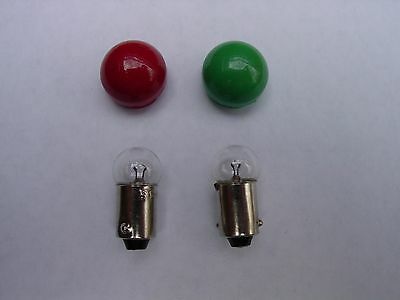 Lionel Transformer Z,v & R Green (r 69)  & Red (r 68)  Jewel Lens Caps & 2 Bulbs