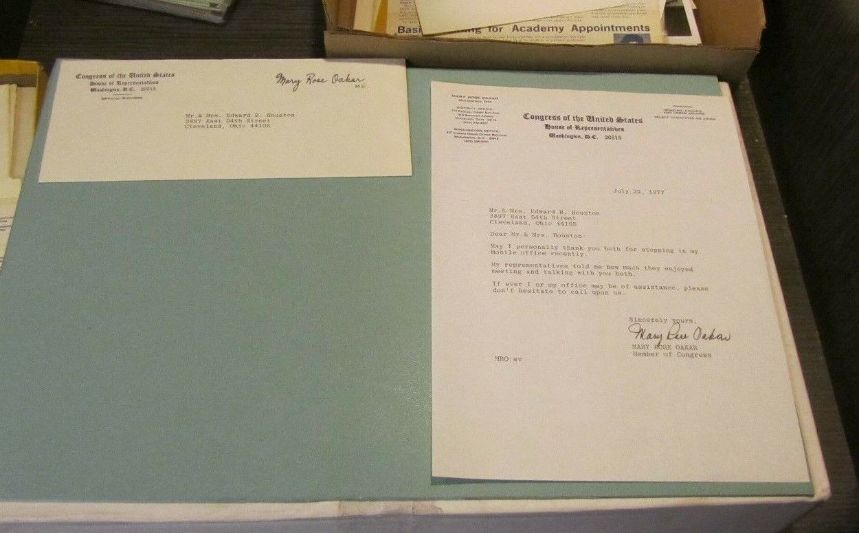 1977 Ohio Congresswoman Mary Rose Oakar Autograph Signed Letter 1st Arab Cwoman