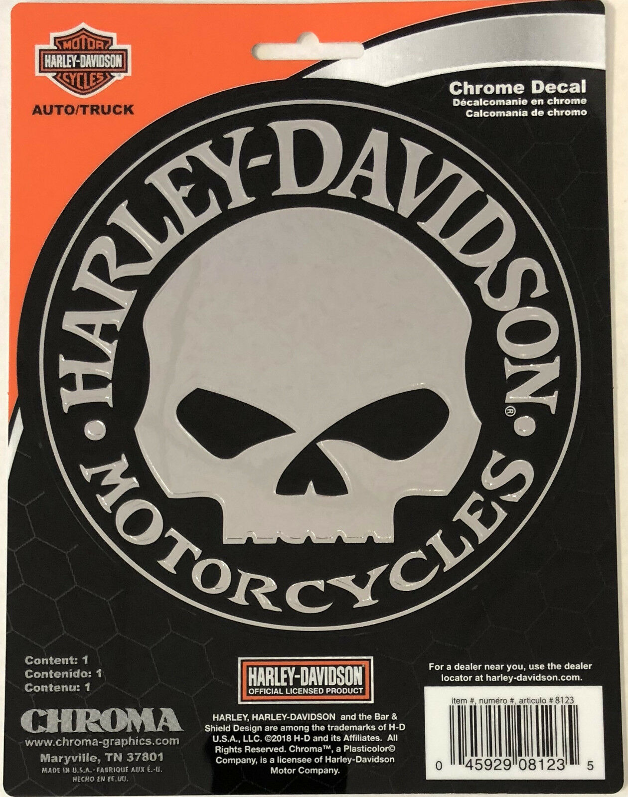 Harley-davidson Willie G Skull Chrome Classic Graphix Sticker Decal New