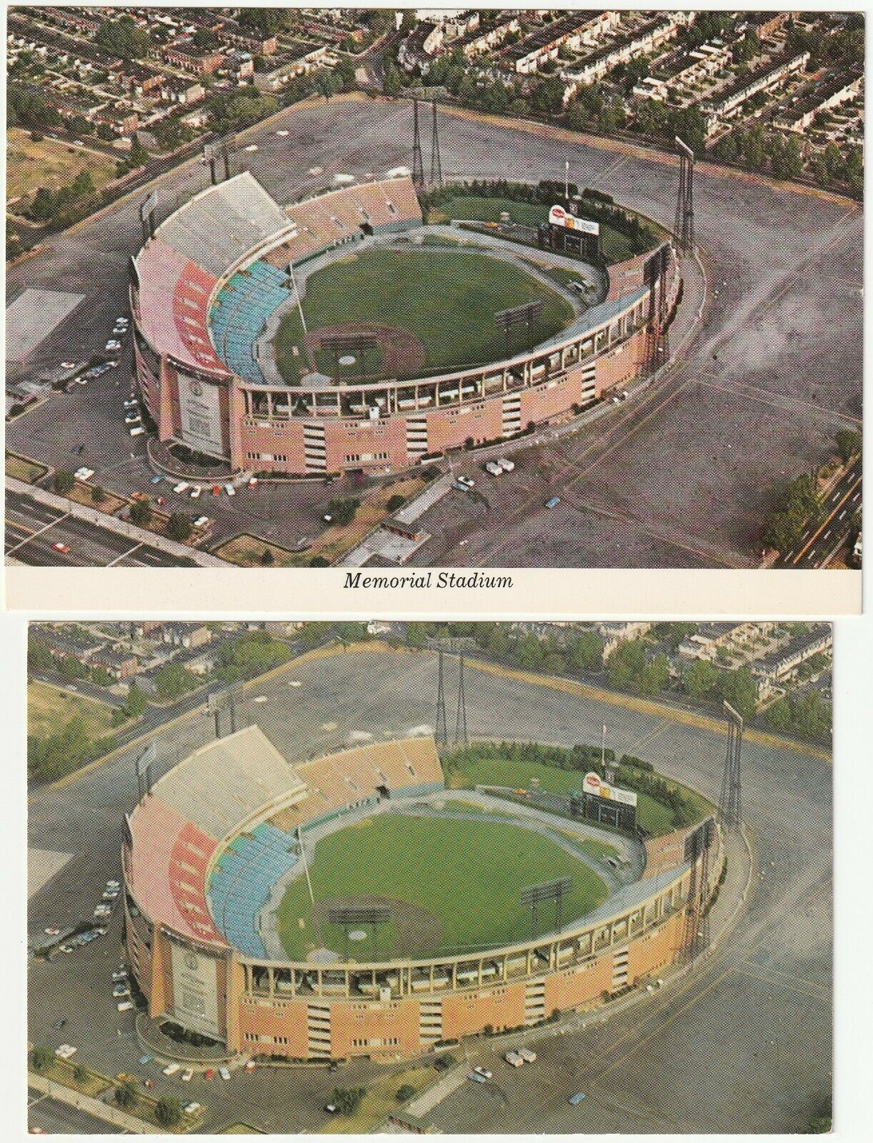 (2) Uncommon Baltimore Orioles And Colts Memorial Stadium Postcards - Con & Chr