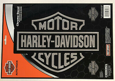 Harley-davidson Large Bar & Shield Chrome Classic Graphix Sticker Decal New
