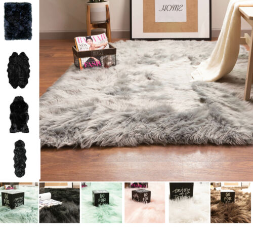 Faux Fur Fluffy Shag Rug Long Pile Non-skid Furry Carpet In Many Colors + Sizes