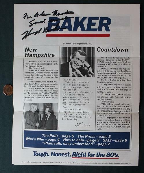 1967-85 Tennessee Senator Howard Baker For President Signed- Autograph Brochure!