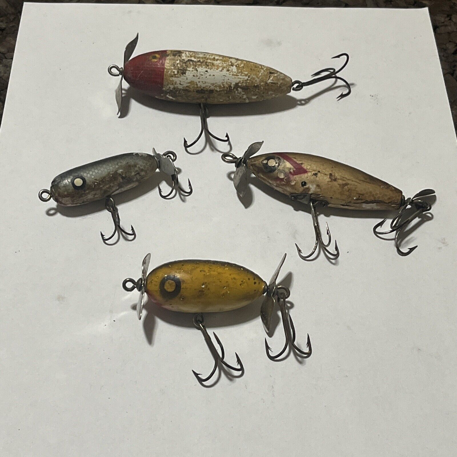 Vintage Wood Fishing Lures Lot.  Unknown Makers With Props