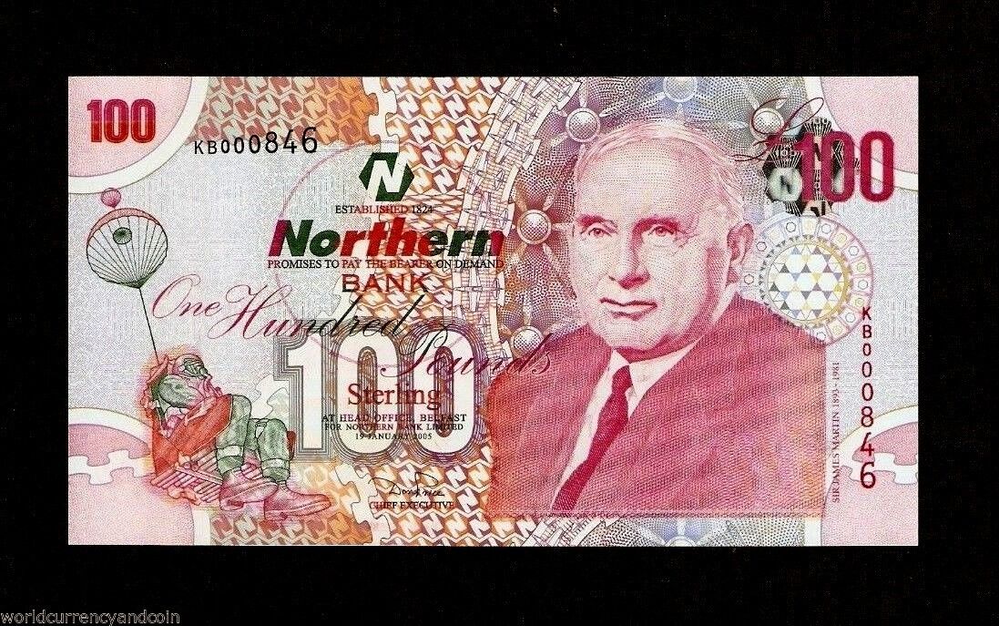 Northern Ireland 100 Pounds P-209 2005 Baloon Baker Unc Irish Currency Bank Note