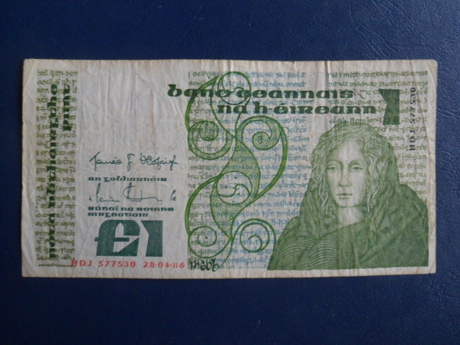 1986 Ireland 1 Pound Banknote-28-04-86  -23-4