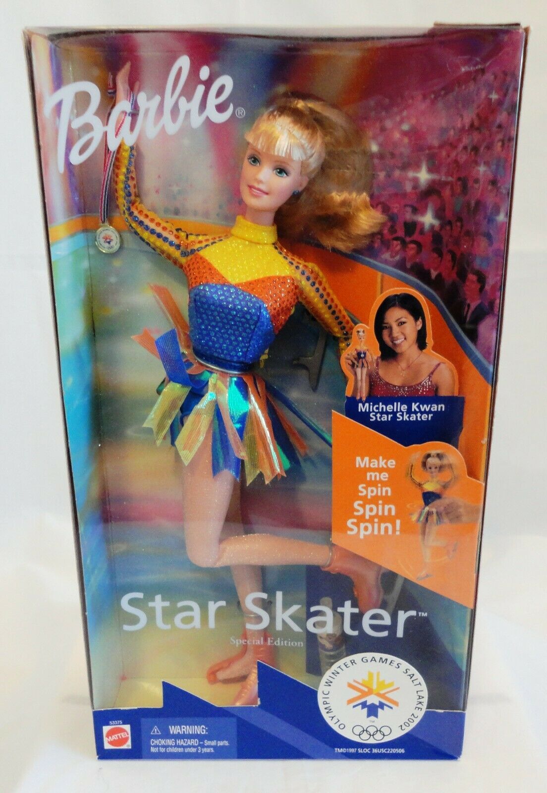 Vintage Factory Sealed Barbie Star Skater Michelle Kwan Olympic Games 1997 Matte