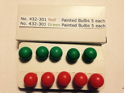 5 Red & 5 Green Bulbs For Lionel 022 Controller Ten Total Free Ship!