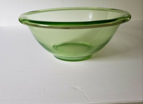 Old Hemingray Green Glass Mixing Bowl Hemingray Glass Co-marked Hgc- Pre 1933