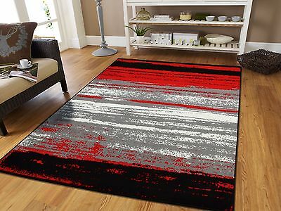 Large Grey Modern Rugs For Living Room 8x10 Abstract Area Rug Red Black Gray 5x7