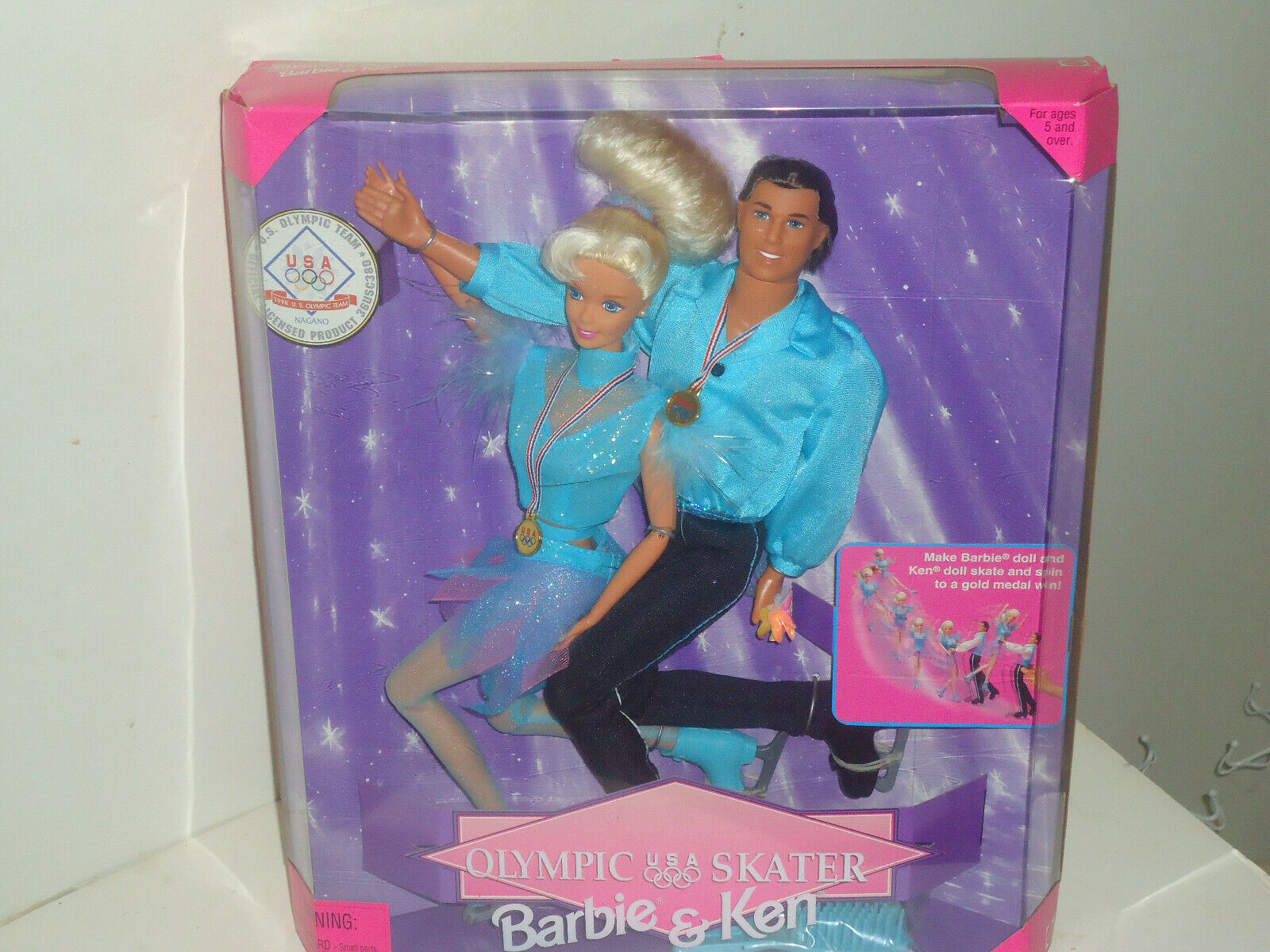 Vintage 1997 Mattel Olympic Usa Skaters-barbie & Ken - A3+ New